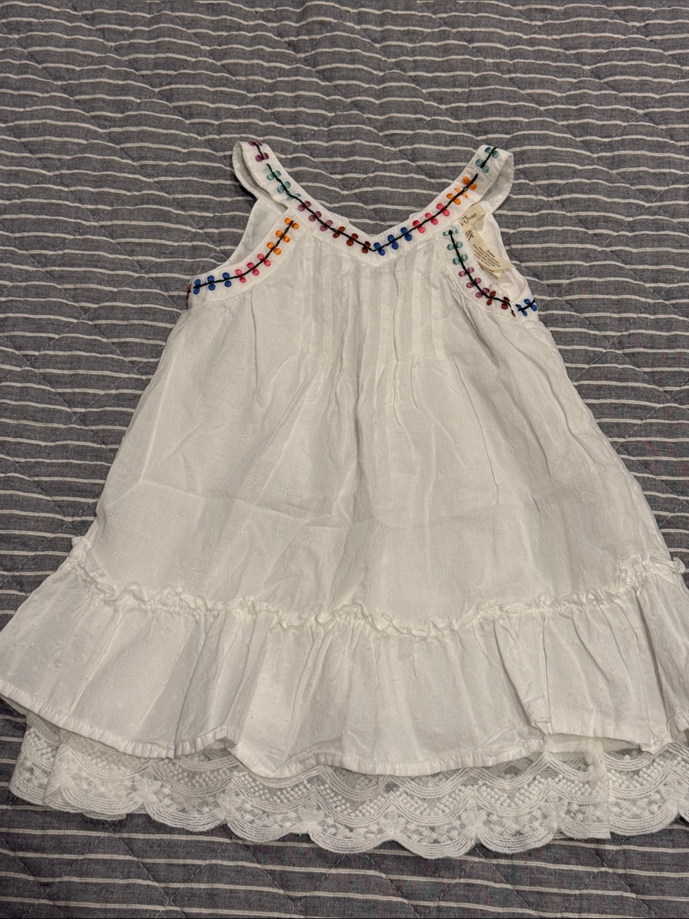 Matilda Jane White Cotton Dress with Rainbow Embroidery